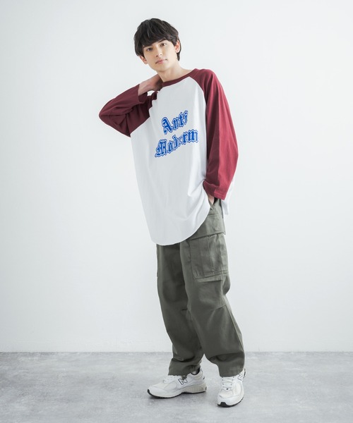 Rocky Monroe（ロッキーモンロー）の「オーバーサイズ ラグランスリーブ七分袖ロゴTシャツ（Tシャツ/カットソー・メンズ・チャコールグレー/ネイビー/グレー/グリーン/バーガンディー・M/L）」の7枚目の写真