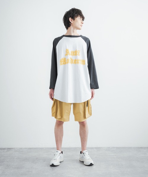 Rocky Monroe（ロッキーモンロー）の「オーバーサイズ ラグランスリーブ七分袖ロゴTシャツ（Tシャツ/カットソー・メンズ・チャコールグレー/ネイビー/グレー/グリーン/バーガンディー・M/L）」の21枚目の写真