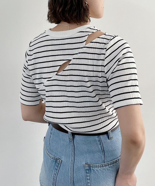 PAGEBOY（ページボーイ）の「スリットオープンリブプルオーバー（Tシャツ/カットソー・レディース・ブラック/オフホワイト/ホワイト系その他/ターコイズブルー・FREE）」の9枚目の写真