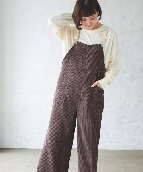 pairmanon（ペアマノン）の「【ママサイズ】コーデュロイサロペット（その他パンツ・レディース・ブラック/ベージュ/ブラウン/アイボリー/チャコール・FREE）」の4枚目の写真