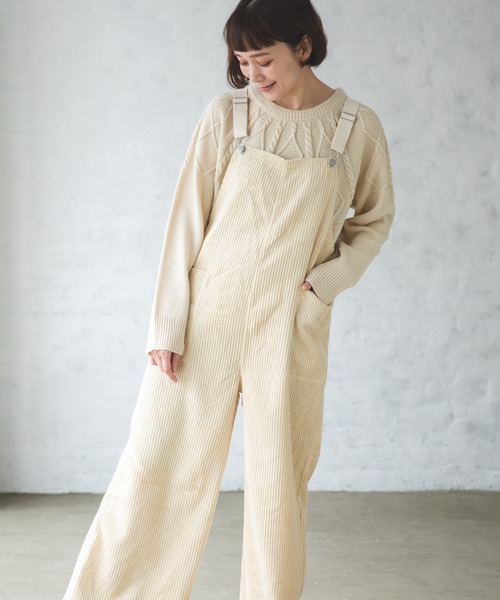 pairmanon（ペアマノン）の「【ママサイズ】コーデュロイサロペット（その他パンツ・レディース・ブラック/ベージュ/ブラウン/アイボリー/チャコール・FREE）」の2枚目の写真