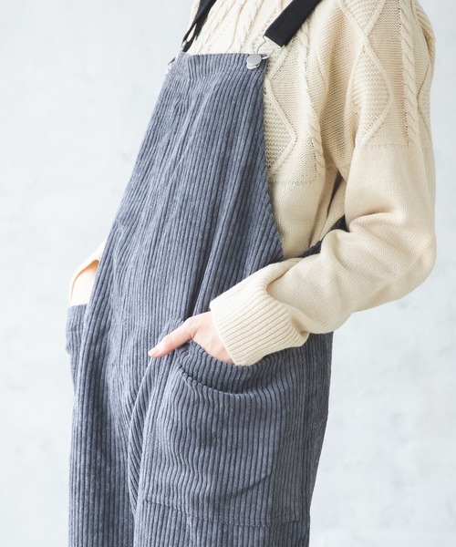 pairmanon（ペアマノン）の「【ママサイズ】コーデュロイサロペット（その他パンツ・レディース・ブラック/ベージュ/ブラウン/アイボリー/チャコール・FREE）」の14枚目の写真