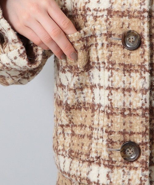 DEICY（デイシー）の「メルトンチェックショートコート（ステンカラーコート・レディース・ネイビー/ベージュ・FREE）」の10枚目の写真