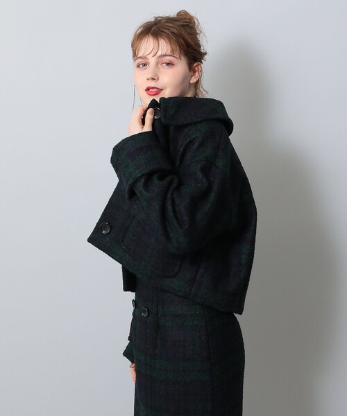 DEICY（デイシー）の「メルトンチェックショートコート（ステンカラーコート・レディース・ネイビー/ベージュ・FREE）」の17枚目の写真