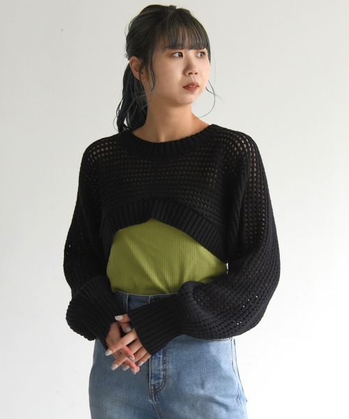 sango（sango）の「前後2WAYメッシュカーディガン（カーディガン/ボレロ・レディース・ブラック/ベージュ/ブラウン・FREE）」の4枚目の写真