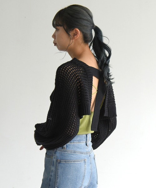 sango（sango）の「前後2WAYメッシュカーディガン（カーディガン/ボレロ・レディース・ブラック/ベージュ/ブラウン・FREE）」の5枚目の写真