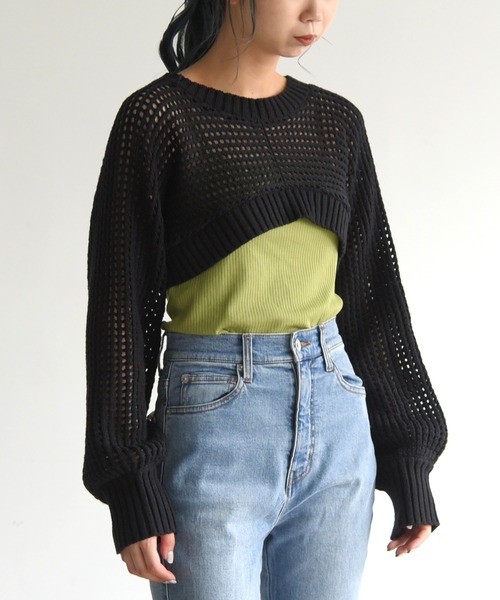 sango（sango）の「前後2WAYメッシュカーディガン（カーディガン/ボレロ・レディース・ブラック/ベージュ/ブラウン・FREE）」の6枚目の写真