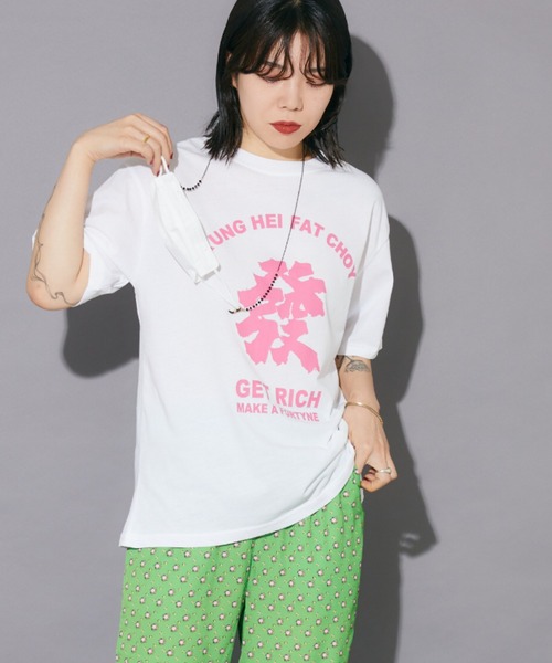 Bloom Closet（ブルームクローゼット）の「"發”S/Stee（Tシャツ/カットソー・レディース・ピンク/グリーン・FREE）」の3枚目の写真