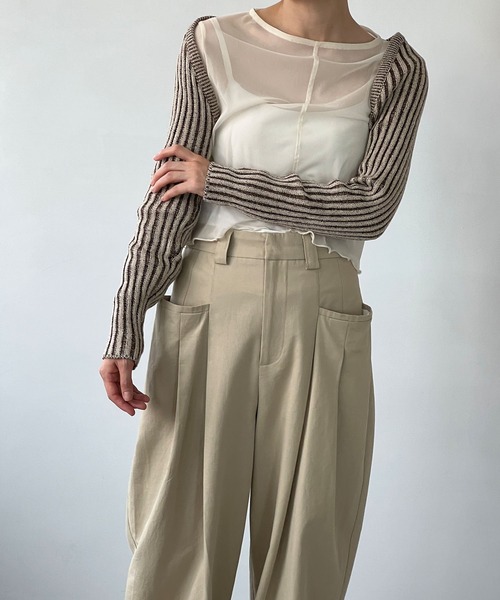 chuclla（チュクラ）の「リブニット ケープボレロ chw22a021（ニット/セーター・レディース・ブラウン・FREE）」の4枚目の写真