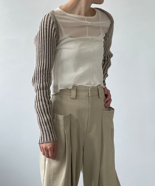 chuclla（チュクラ）の「リブニット ケープボレロ chw22a021（ニット/セーター・レディース・ブラウン・FREE）」の5枚目の写真