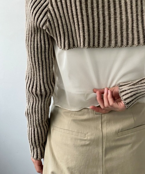 chuclla（チュクラ）の「リブニット ケープボレロ chw22a021（ニット/セーター・レディース・ブラウン・FREE）」の13枚目の写真