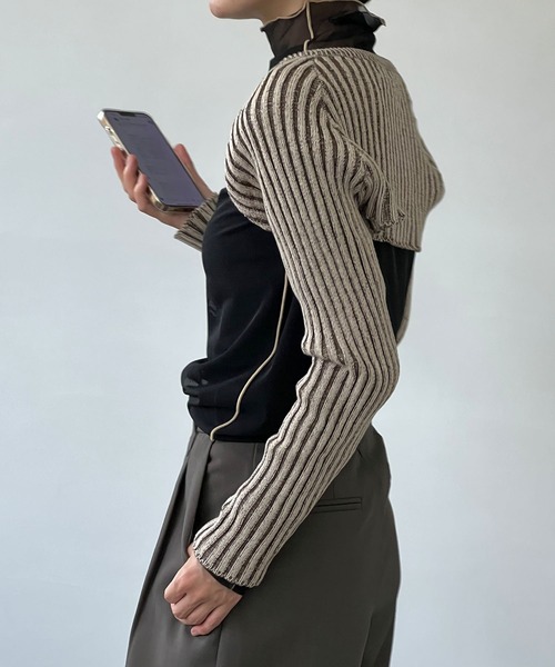 chuclla（チュクラ）の「リブニット ケープボレロ chw22a021（ニット/セーター・レディース・ブラウン・FREE）」の14枚目の写真