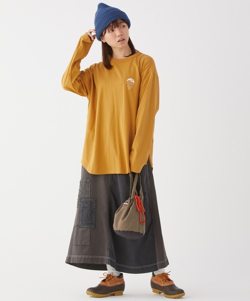 KRIFF MAYER Lady's Collection(クリフメイヤーレディースコレクション)の「裾ラウンドロゴチュニック(Tシャツ/カットソー・レディース・ネイビー/オフホワイト/グリーン/マスタード/カラフル/チャコール・MEDIUM/LARGE)」の9枚目の写真