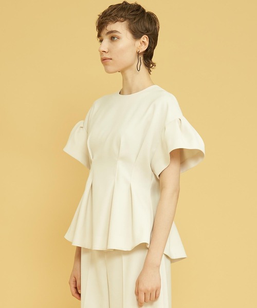 極美品✨ランバンオンブルー ポリエステルウールカルゼペプラム 