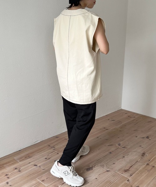wee9s（ウィークス）の「center line ponte pants / センターラインポンチパンツ（スウェットパンツ・レディース・ブラック/ブラウン/カーキ/アイボリー・FREE）」の20枚目の写真