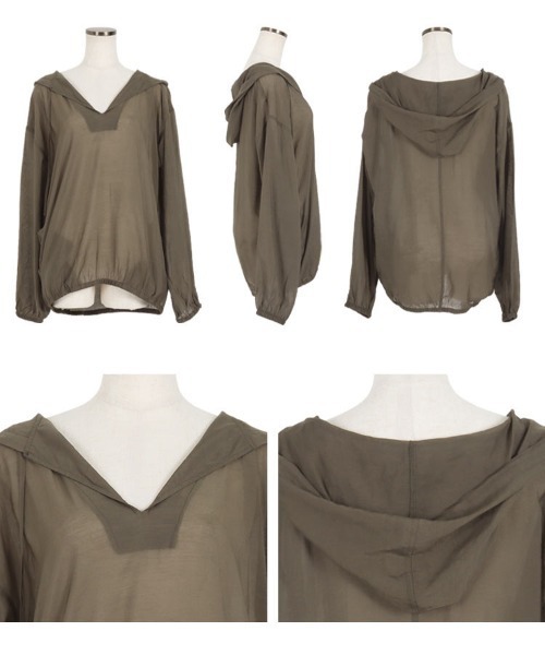 KOBE LETTUCE(コウベレタス)の「シアーフーディトップス(パーカー・レディース・オフホワイト/ベージュ/カーキ/ブラック系・FREE)」の14枚目の写真