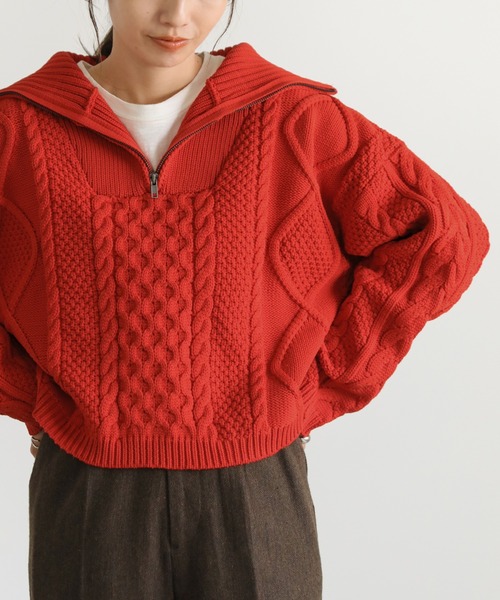 select MOCA（セレクトモカ）の「ハーフジップランダムケーブル編み
