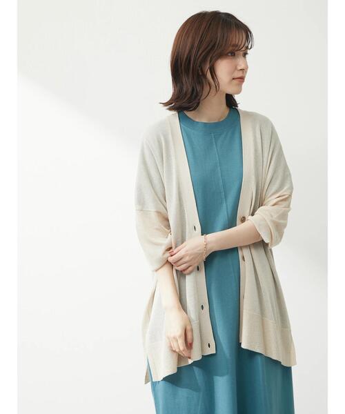 Green　Parks（グリーンパークス）の「洗えるVネックニットカーデ（カーディガン/ボレロ・レディース・ブラック/ブラウン/ブルー/アイボリー・FREE）」の5枚目の写真