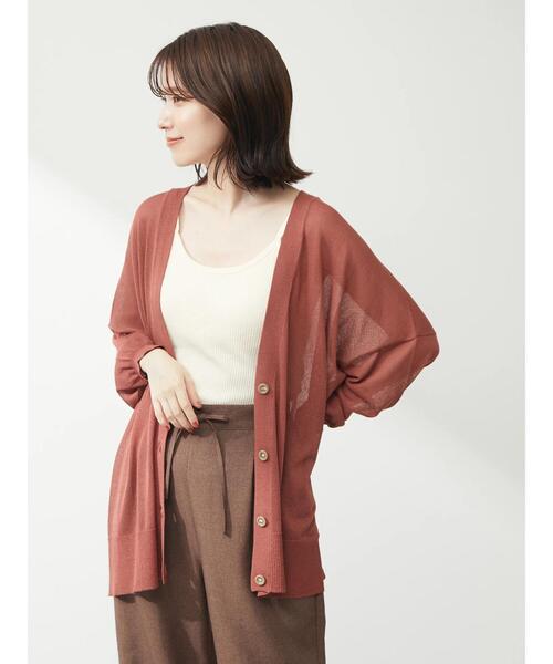 Green　Parks（グリーンパークス）の「洗えるVネックニットカーデ（カーディガン/ボレロ・レディース・ブラック/ブラウン/ブルー/アイボリー・FREE）」の7枚目の写真