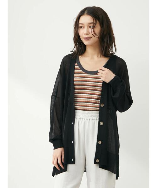 Green　Parks（グリーンパークス）の「洗えるVネックニットカーデ（カーディガン/ボレロ・レディース・ブラック/ブラウン/ブルー/アイボリー・FREE）」の17枚目の写真