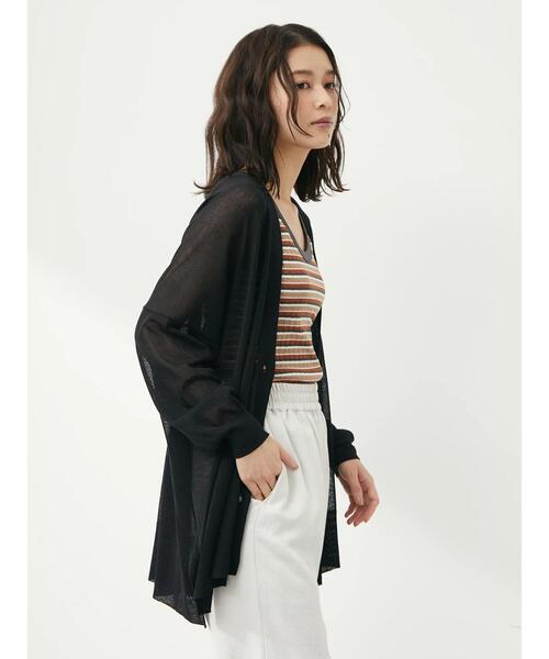 Green　Parks（グリーンパークス）の「洗えるVネックニットカーデ（カーディガン/ボレロ・レディース・ブラック/ブラウン/ブルー/アイボリー・FREE）」の18枚目の写真