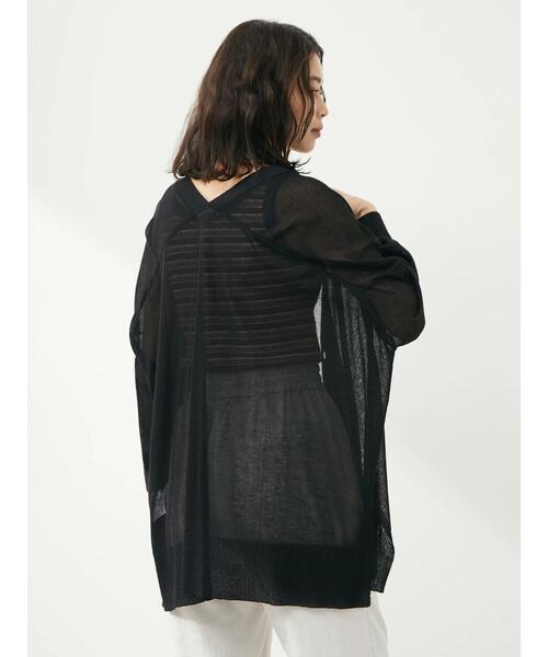 Green　Parks（グリーンパークス）の「洗えるVネックニットカーデ（カーディガン/ボレロ・レディース・ブラック/ブラウン/ブルー/アイボリー・FREE）」の19枚目の写真