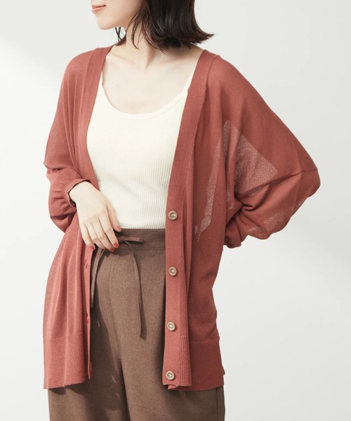 Green　Parks（グリーンパークス）の「洗えるVネックニットカーデ（カーディガン/ボレロ・レディース・ブラック/ブラウン/ブルー/アイボリー・FREE）」の3枚目の写真