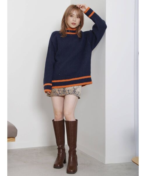 MURUA（ムルーア）の「ゴブランミニスカート（スカート・レディース・ブルー/キャメル・1/2）」の4枚目の写真