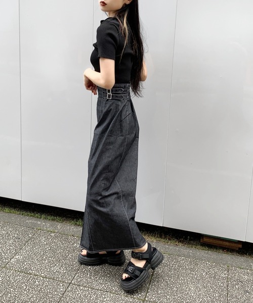 blby narrow skirt（ナロースカート） LVEU.（ラブユ.）の「Design denim narrow skirt / デザイン