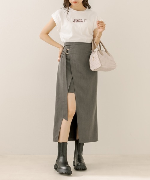 OLIVE des OLIVE（オリーブデオリーブ）の「フレンチスリーブＴシャツ（Tシャツ/カットソー・レディース・ブラック/ブラウン/オフホワイト/ラベンダー・FREE）」の5枚目の写真