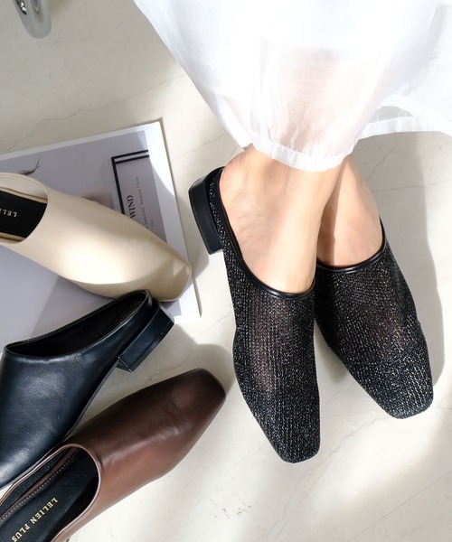 AmiAmi(アミアミ)の「スクエアトゥミュール(パンプス・レディース・ベージュ/ブラック/キャメル/アイボリー/チョコ/ブラック系その他/オートミール・L/LL/M/S)」の3枚目の写真