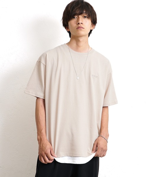 MinoriTY(マイノリティ)の「【MinoriTY】USAコットンTシャツ ビッグシルエット クルーネック 半袖/5分袖 夏服 秋服 メンズ(Tシャツ/カットソー・メンズ・アイボリー/ブラック/グレー/パープル/ベージュ・M/L/XL)」の4枚目の写真