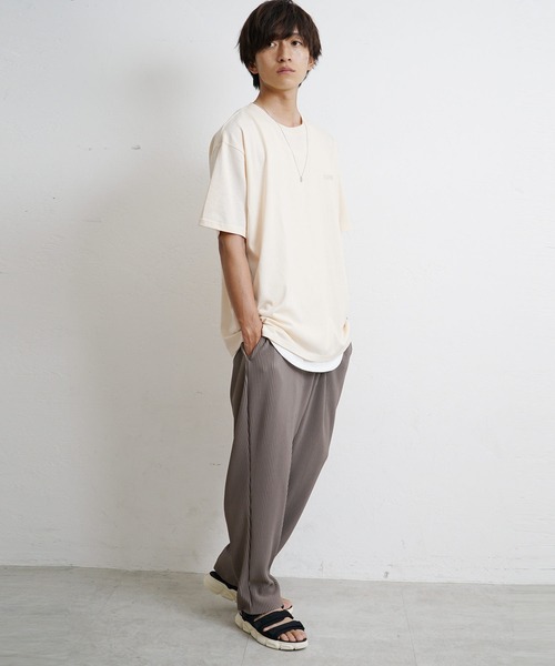 MinoriTY(マイノリティ)の「【MinoriTY】USAコットンTシャツ ビッグシルエット クルーネック 半袖/5分袖 夏服 秋服 メンズ(Tシャツ/カットソー・メンズ・アイボリー/ブラック/グレー/パープル/ベージュ・M/L/XL)」の15枚目の写真