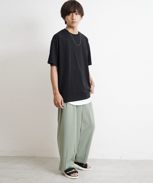 MinoriTY(マイノリティ)の「【MinoriTY】USAコットンTシャツ ビッグシルエット クルーネック 半袖/5分袖 夏服 秋服 メンズ(Tシャツ/カットソー・メンズ・アイボリー/ブラック/グレー/パープル/ベージュ・M/L/XL)」の16枚目の写真