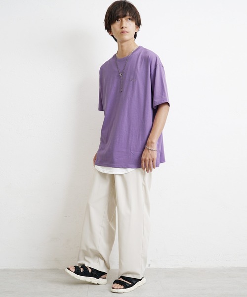 MinoriTY(マイノリティ)の「【MinoriTY】USAコットンTシャツ ビッグシルエット クルーネック 半袖/5分袖 夏服 秋服 メンズ(Tシャツ/カットソー・メンズ・アイボリー/ブラック/グレー/パープル/ベージュ・M/L/XL)」の20枚目の写真