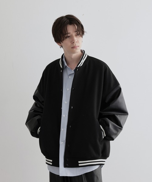 JUNRED(ジュンレッド)の「ウーリータッチワイドバルーンスタジャン(スタジャン・メンズ・ブラック/ダークグリーン/ホワイト系その他4・S/M/L)」の12枚目の写真