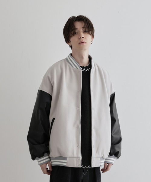 JUNRED(ジュンレッド)の「ウーリータッチワイドバルーンスタジャン(スタジャン・メンズ・ブラック/ダークグリーン/ホワイト系その他4・S/M/L)」の16枚目の写真