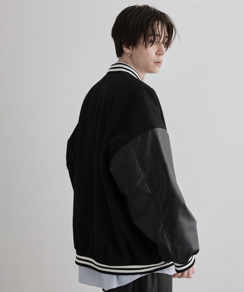 JUNRED(ジュンレッド)の「ウーリータッチワイドバルーンスタジャン(スタジャン・メンズ・ブラック/ダークグリーン/ホワイト系その他4・S/M/L)」の7枚目の写真