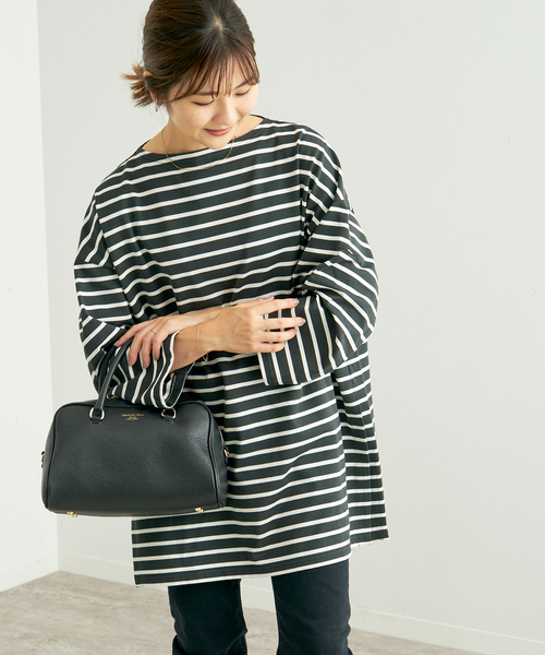 SLOBE IENA（スローブイエナ）の「【ORCIVAL / オーシバル】COTTON MERCERIZINGボーダーカットソー（Tシャツ/カットソー・レディース・ホワイト/ブラウン/グリーン・FREE）」の3枚目の写真