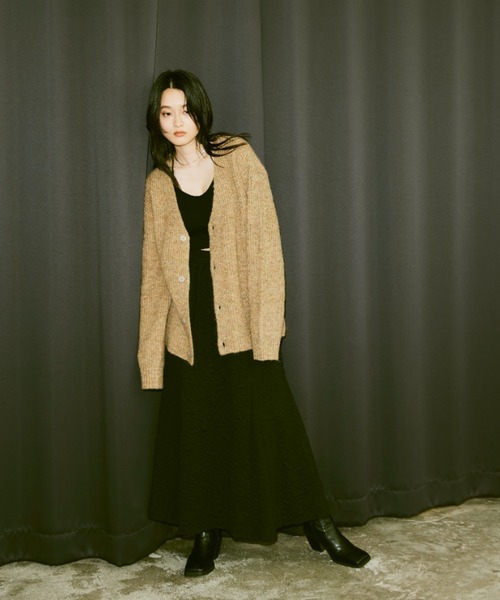 Happy John(ハッピージョン)の「mix knit Vneck cardigan/ミックスニットVネックカーディガン(カーディガン/ボレロ・レディース・ブルー/イエロー・FREE)」の15枚目の写真