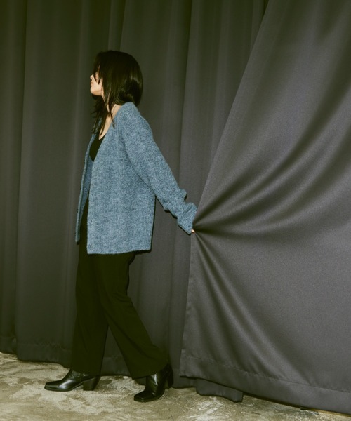 Happy John(ハッピージョン)の「mix knit Vneck cardigan/ミックスニットVネックカーディガン(カーディガン/ボレロ・レディース・ブルー/イエロー・FREE)」の9枚目の写真