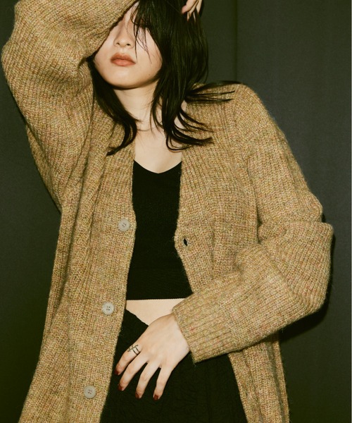 Happy John(ハッピージョン)の「mix knit Vneck cardigan/ミックスニットVネックカーディガン(カーディガン/ボレロ・レディース・ブルー/イエロー・FREE)」の13枚目の写真