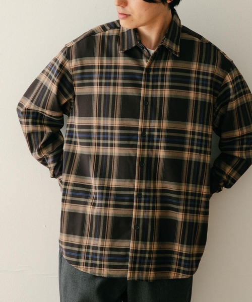ITEMS URBANRESEARCH（アイテムズ アーバンリサーチ）の「TRストレッチ チェック レギュラーカラーシャツ（シャツ/ブラウス・メンズ・ネイビー/ブラウン/グレー・MEDIUM/LARGE）」の13枚目の写真