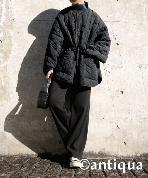 antiqua(アンティカ)の「×着方次第で印象変わる。キルティングジャケット(ダウンジャケット/コート・レディース・ホワイト/ブラック/カーキ・FREE)」の20枚目の写真