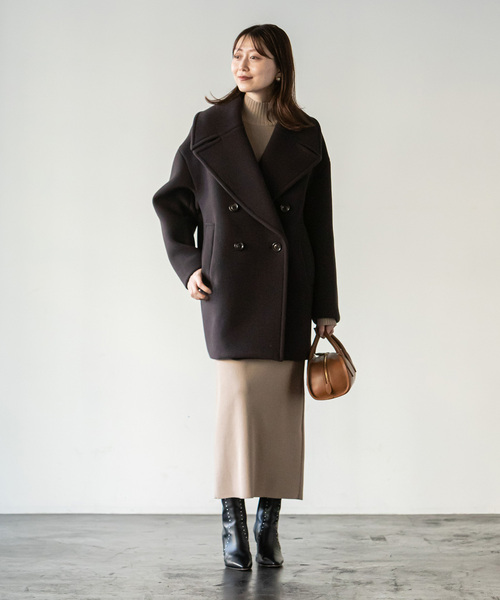 Noble（ノーブル）の「MTRビッグカラーPコート（ピーコート・レディース・ベージュ/ブラウン・38/36）」の3枚目の写真