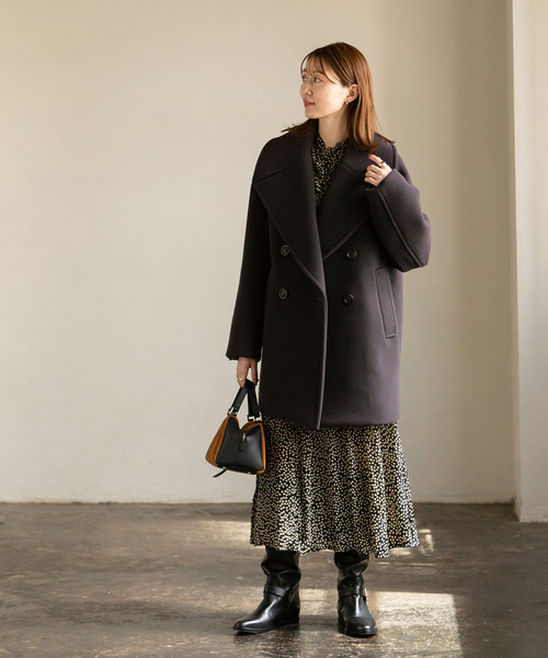 Noble（ノーブル）の「MTRビッグカラーPコート（ピーコート・レディース・ベージュ/ブラウン・38/36）」の7枚目の写真