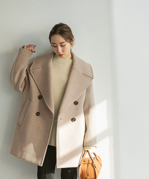 Noble（ノーブル）の「MTRビッグカラーPコート（ピーコート・レディース・ベージュ/ブラウン・38/36）」の9枚目の写真