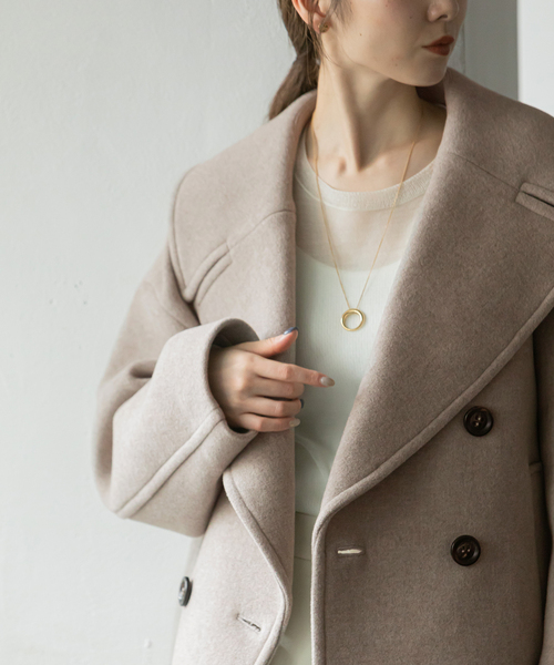 Noble（ノーブル）の「MTRビッグカラーPコート（ピーコート・レディース・ベージュ/ブラウン・38/36）」の12枚目の写真