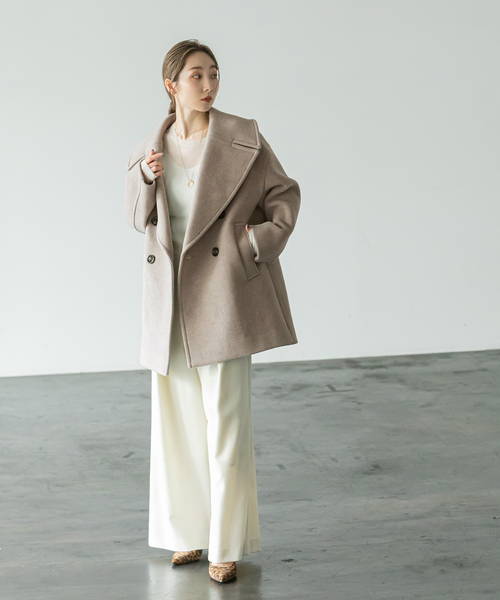 Noble（ノーブル）の「MTRビッグカラーPコート（ピーコート・レディース・ベージュ/ブラウン・38/36）」の13枚目の写真