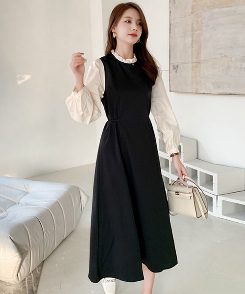 EPICKS(エピックス)の「ドッキングフリルネックロングワンピース(ワンピース・レディース・ブラック・L/XXL/XL/M)」の7枚目の写真